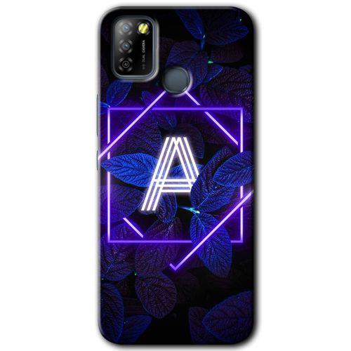 İnfinix Smart 5 Kılıf HD Desen Baskılı Arka Kapak - Dark Neon Yaprak A Harfi