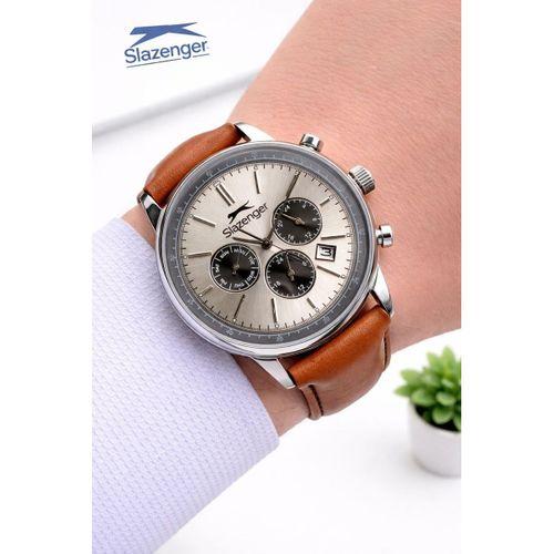 Slazenger Deri Kordon İç Fonksiyonları Aktif 10 Atm Suya Dayanıklı Erkek Kol Saati ESL.9.2539.X1