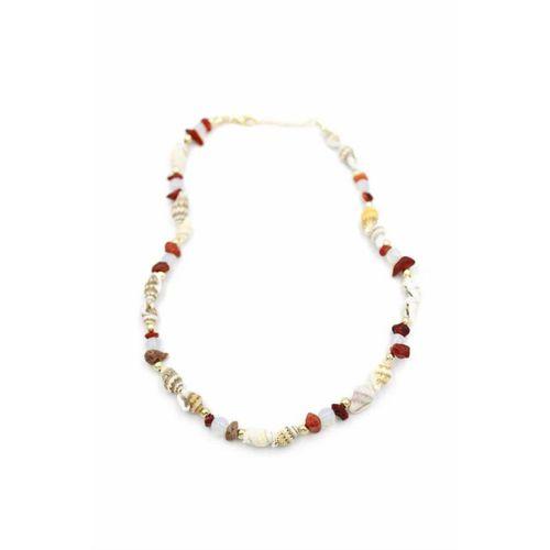 Kırıktaşlı Deniz Kabuğu Kolye - Kırmızı