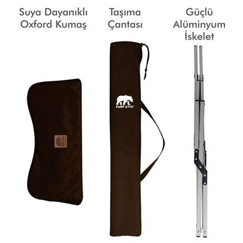 Kamp Ayısı® Alüminyum Katlanabilir Kamp Sandalyesi – Askılı Omuz Çantalı, Oxford Kumaş, Kahverengi