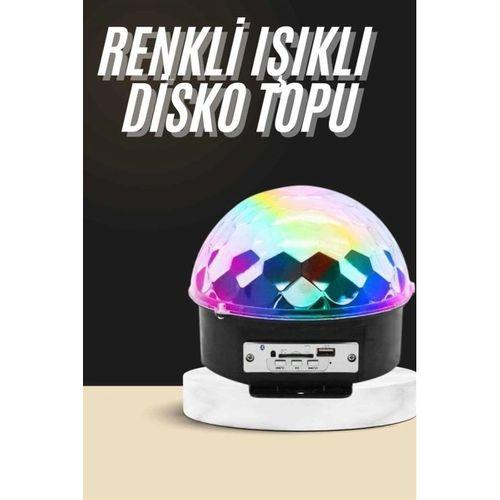 Led Işık Disko Topu Bluetooth Hoparlörlü Usb Müzik Çalar Kumandalı