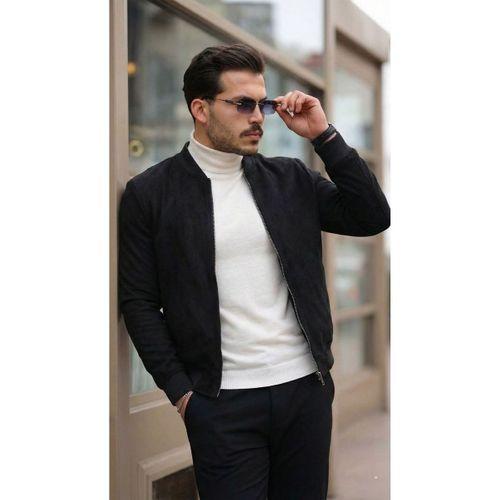 Erkek Scuba Süet Kumaş Bomber Hırka