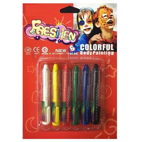 6 PCS COLORFUL BORDY PAİNTİNG KOSTÜM AKSESUARLARI VIP PALYAÇO YÜZ BOYASI 6 LI KALEM YÜZ BOYAMA SETİ
