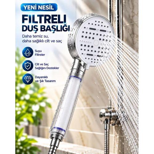 Çok Fonksiyonlu Filtreli Duş Başlığı 6 Farklı Sprey Modu Büyük Panel Beyaz
