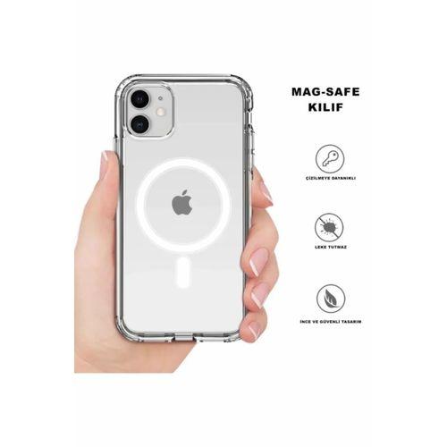 Iphone 12 Pro Max Kılıf Kamera Lens Korumalı Magsafe Destekli Şeffaf Darbe Emici Sert Kapak
