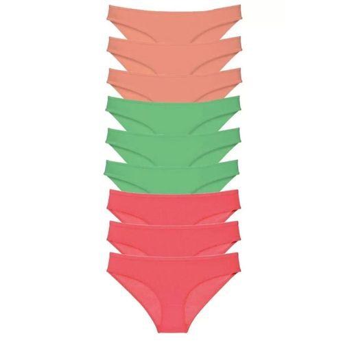 9 Adet Süper Eko Set Likralı Kadın Slip Külot Pudra Yeşil Fuşya