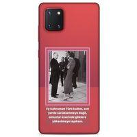 Samsung Galaxy Note 10 Lite Kılıf Atatürk (5) Koruma Kabı Açık Kırmızı
