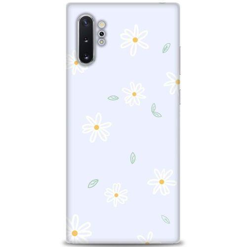 Samsung Galaxy Note 10 Plus Kılıf HD Baskılı Kılıf - Beyaz Papatyalar + Tam Ekran Koruyucu