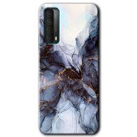 Huawei P Smart 2021 Kılıf Baskılı Kapak - Otantik Mermer +Tam Kaplayan Mat Seramik