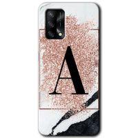 Oppo A54 Kılıf Baskılı Arka Kapak - Pembe Mermer Desenli A Harfi +Tam Ekran Koruyucu