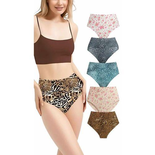 Desenli Lazer Kesim Külot 5'li Paket – İz Yapmaz, Yüksek Bel, Günlük Rahat Adz001