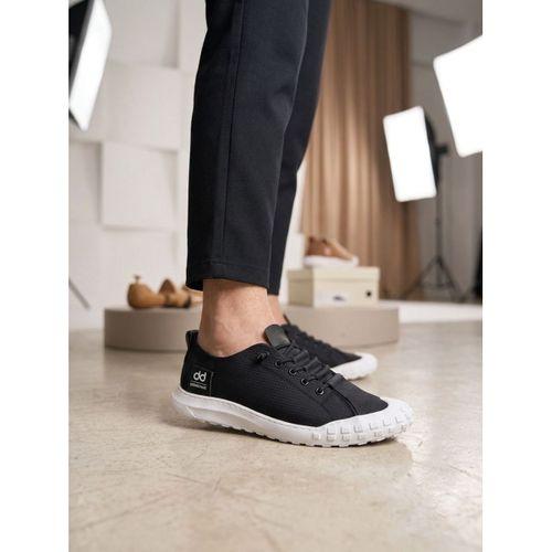 BA0248 BOA Siyah Beyaz Taban Esnek Bağcıklı Ultra Hafif Nefes Alan Sneaker Ayakkabı
