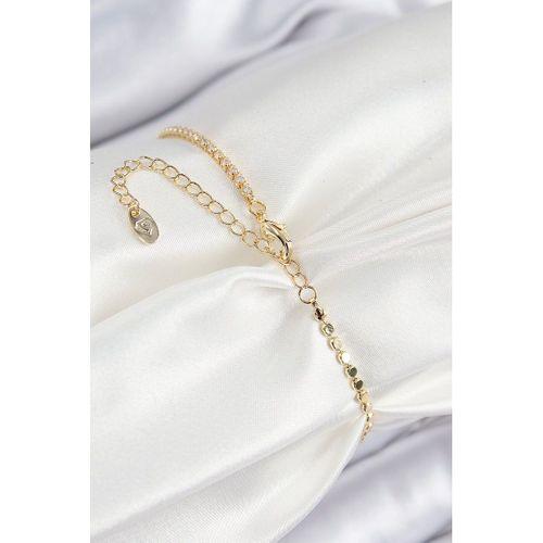 Pirinç Zirkon Taşlı Kalp Model Ezme Zincir Gold Renk Kadın Bileklik