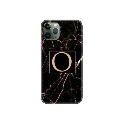 iPhone 11 Pro Siyah Mermer Desen O Harfli Telefon Kılıfı