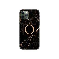 iPhone 11 Pro Siyah Mermer Desen O Harfli Telefon Kılıfı
