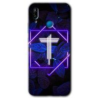 Huawei P20 Lite HD Baskılı Kılıf + 9D Tam Ekran Koruyucu - Dark Neon Yaprak T Harfi