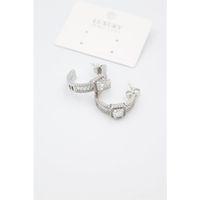 Baget Taşlı Küpe - Gümüş