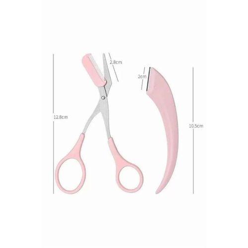 Kavisli Kaş Düzeltici Seti Kaş Makası Ve Kaş Usturası Paslanmaz Çelik Bıçaklı