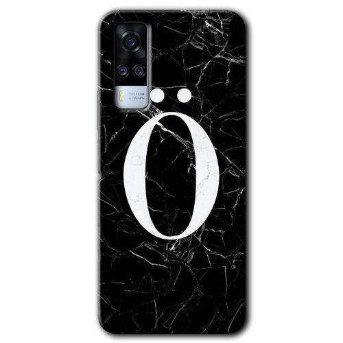 Potkal Hediye Fabrikası Vivo Y53s Kılıf HD Desen Baskılı Arka Kapak - Siyah Mermer Desenli Ö Harfi