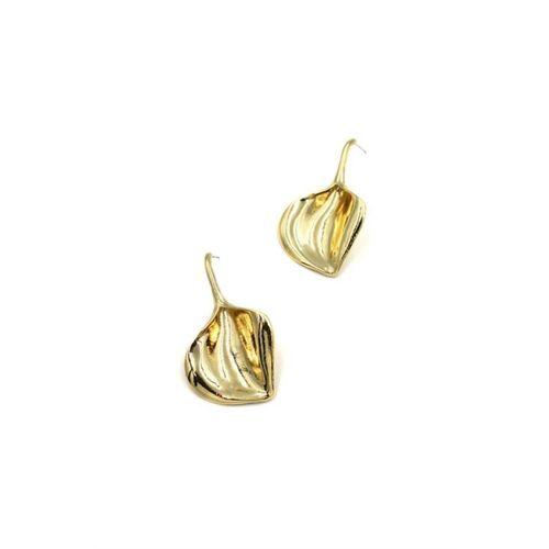 Metal Yaprak Küpe - Altın