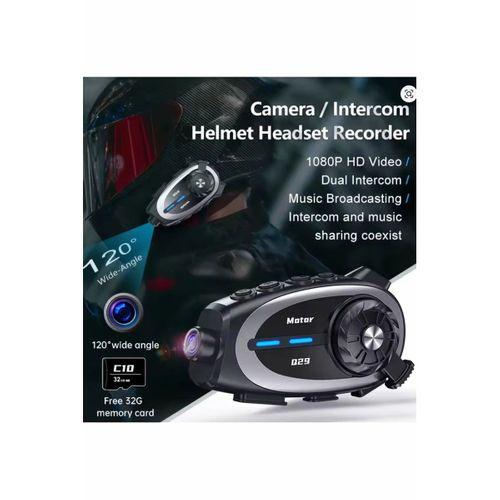 Q29 Motosiklet Kask Bluetooth Kulaklık Eşleşmeli 1080p Kamera Geniş Açı Su Geçirmez Intercom