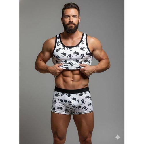 Erkek Desenli Tank Top Boxer Takım