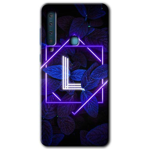 Potkal Hediye Fabrikası Samsung Galaxy A9 2018 Kılıf HD Desen Baskılı Arka Kapak - Dark Neon Yaprak L Harfi