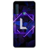 Potkal Hediye Fabrikası Samsung Galaxy A9 2018 Kılıf HD Desen Baskılı Arka Kapak - Dark Neon Yaprak L Harfi