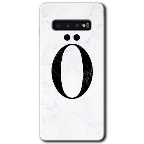 Potkal Hediye Fabrikası Samsung Galaxy S10 Kılıf HD Desen Baskılı Arka Kapak - Beyaz Mermer Desenli Ö Harfi