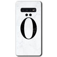 Potkal Hediye Fabrikası Samsung Galaxy S10 Kılıf HD Desen Baskılı Arka Kapak - Beyaz Mermer Desenli Ö Harfi