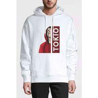 La Case De Papel Tokyo Tokio Baskılı Beyaz Erkek Kapşonlu Sweatshirt