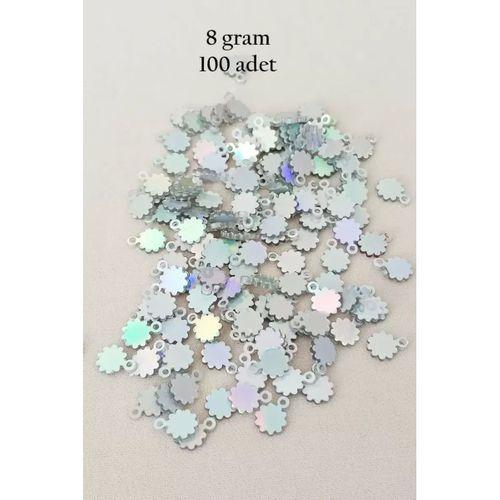 Oya Abiye Bileklik Kolye Pleksi Metalik Plastik Pul Gümüş Renk 8 gram 100 adet - BNC518