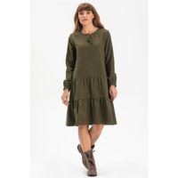 Uzun Kol Güliş Pazen Kısa Sonbahar ve Kışlık Elbise Haki Hk