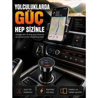 60w Araç Şarj Cihazı Çift Type-c Pd Ve Usb Qc3 0 Hızlı Şarj Adaptörü