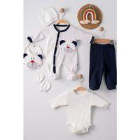 Puanlı Ayıcık Nakışlı Tulumlu % 100 Pamuk Erkek Bebek 5'li Set