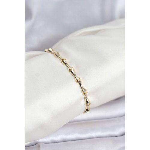 Pirinç Gold Renk VIP Seri Kemik Model Zirkon Taşlı Kadın Bileklik
