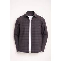 Jonas Ekose Küçük Kareli Relaxed Fit %100 Pamuklu Flanel Kumaş Erkek Gömlek - Kahve