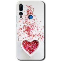 MRCİLETİSİM Huawei Y9 Prime 2019 Kılıf HD Desen Baskılı Arka Kapak + Temperli Cam - Kalpli Şekerleme