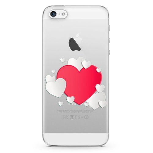 Apple iPhone 5 Kılıf Üç Boyutlu Kalpler Arka Kapak Koruma Desenli Full Koruyucu