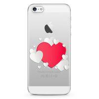 Apple iPhone 5 Kılıf Üç Boyutlu Kalpler Arka Kapak Koruma Desenli Full Koruyucu