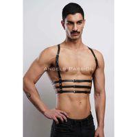 3 Sıralı Erkek  Göğüs Harness, Şık T-shirt Üzeri Aksesuar - Brfm107