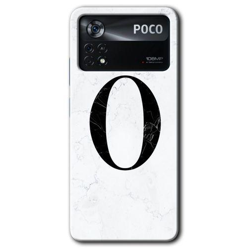 Poco x4 Pro Kılıf HD Desen Baskılı Arka Kapak - Beyaz Mermer Desenli O Harfi