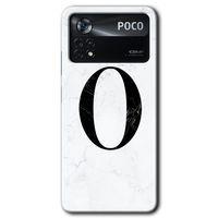 Poco x4 Pro Kılıf HD Desen Baskılı Arka Kapak - Beyaz Mermer Desenli O Harfi