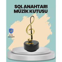 Altın Nota Sol Anahtarı Müzik Box Döner Mekanizmalı Hediyelik