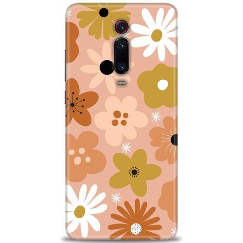 Xiaomi Mi 9T Kılıf HD Baskılı Kılıf - Kahveli Çiçekler + Tam Ekran Koruyucu