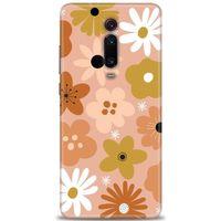 Xiaomi Mi 9T Kılıf HD Baskılı Kılıf - Kahveli Çiçekler + Tam Ekran Koruyucu