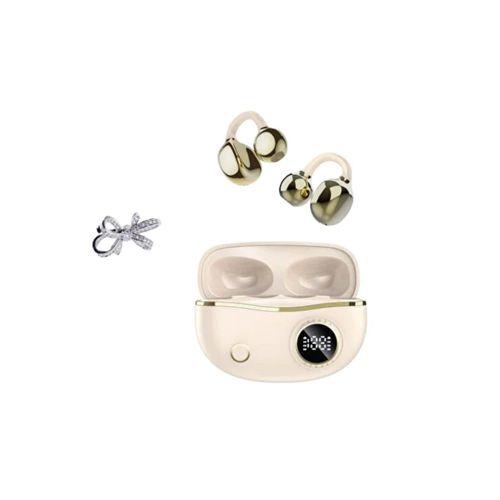 Zarif Tasarımlı Kablosuz Bluetooth Kulaklık Uzun Pil Ömrü 2 Kurdele Küpe Hediyeli