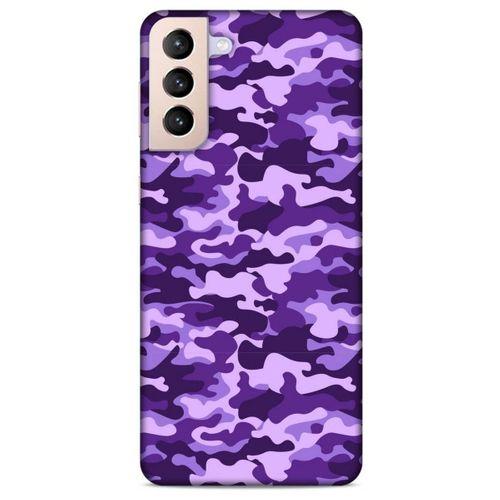 Samsung Galaxy S21 Uyumlu Kılıf Mor Delisi (13) Silikon Kap Kamuflaj