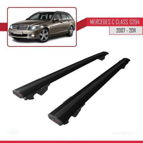 Mercedes C Class (W204) SW 2007-2011 Arası ile uyumlu HOOK Model Anahtar Kilitli Ara Atkı Tavan Barı SİYAH