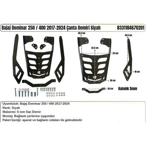 Bajaj Dominar 250-400 Arka Çanta Taşıma Demiri-2017-2024 Uyumlu- Siyah- 5 mm